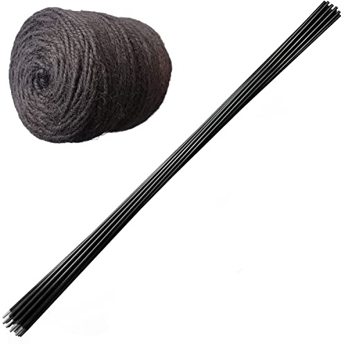 20 Schwarze Rankstäbe Rundstäbe aus Glasfaser (Fiberglas) Glasfaserstäbe 1 m x 7 mm + 100 m naturgefärbtes schwarzes Jute Garn