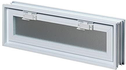 Fenêtre de ventilation à insérer dans un mur en blocs de verre, brique ou béton | Dimensions: 57,9x19x8cm | Remplace 3 blocs de verre de 19x19x8cm | Unité de vente: 1 fenêtre