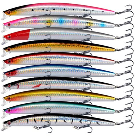 FNAPE Angelköder 10er Set, 18.5CM 23G Kunstköder Raubfisch Raubfischköder Oberflächenköder Swimbait Wobbler Köder Rotierender Schwimmköder Süßwasser Salzwasser Barsch Forelle Hecht Zander