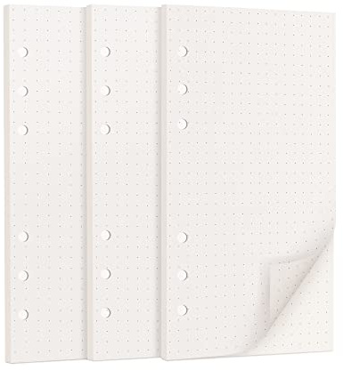 135 Blätter A6 Papier Gepunktet, 6 Löcher A6 Refill Nachfülleinlagen Loose Notizpapier A6 Refill Paper für 6 Ring Binder Notizbuch, Tagbuch, Skizze
