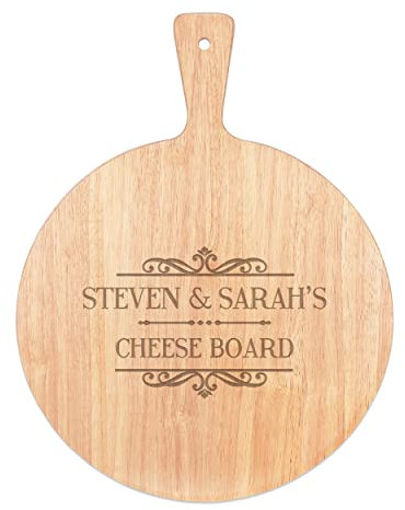 Encargo Personalizado Nombre Iniciales Clásico Tabla de Quesos Paleta Bandeja Mango Redondo de Madera 45x34cm