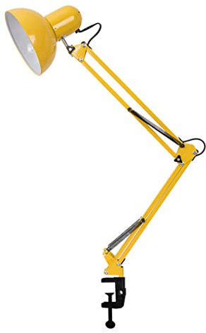 SXYSXYSXY Schreibtischlampe Architektenlampe Amerikanischen Klemmleuchte Arbeitslampe Verlängern Gelenkarm Verstellbare Klemmbare Tischlampe Büro Leselampe Metall E27 Arbeitsplatzleuchte,Gelb