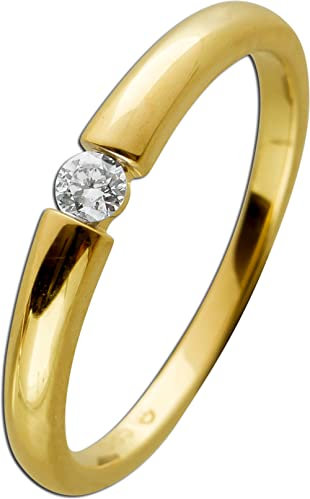 Ch.Abramowicz Vorsteckring Gelbgold 585 Solitär Brillant 0.08ct W SI 19