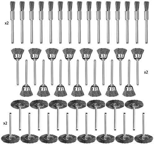90 Pezzi Spazzola per Trapano Metallica,3mm Spazzola Abrasive Ruggine, Spazzola Ruggine Metallo, per Lucidatura Pulizia, Sbavatura, Rimozione Della Vernice