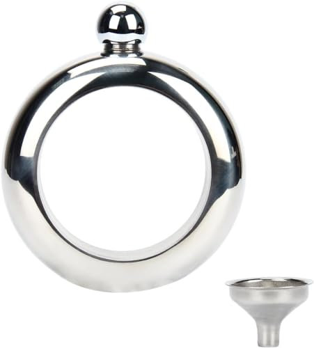 Uadme Petaca de Whisky Vino Brazalete, 100ml 304 Acero Inoxidable petaca pulsera mujer para Mujer Botellas Vino con Embudo para Guardar Whisky Alcohol para Festivales Fiestas Conciertos