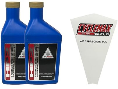 CYCLEMAX Two Pack Compatible with Honda HP2 Synthetic 2 Stroke Oil Pint 08C35-AH21S01 Contains Two 16oz Bottles and a Funnel