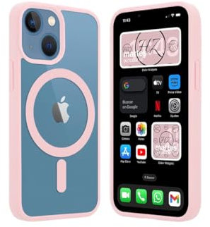 Hz electronics Custodia magnetica con bordo a colori Hz, custodia magnetica per iPhone (iPhone 15 Plus, rosa pastello)