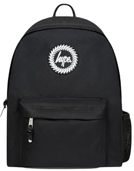 hype Unisex Backpack, Iconic Style in Plain Black, School Bag for Kids, Comfortable Rucksack with Bottle Holder, 3 Storage Compartments, Padded, Adjustable Straps & Grab Handle