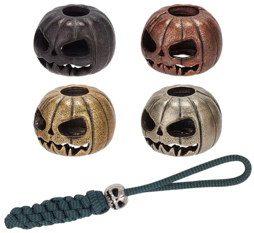 NBEADS Paracord-Armbandperlen, Kürbis-Schädel aus europäischem Messing, Abstandshalter für Schmuck, EDC-String-Anhänger, Fallschirmschnur, Werkzeug, 4 Stück