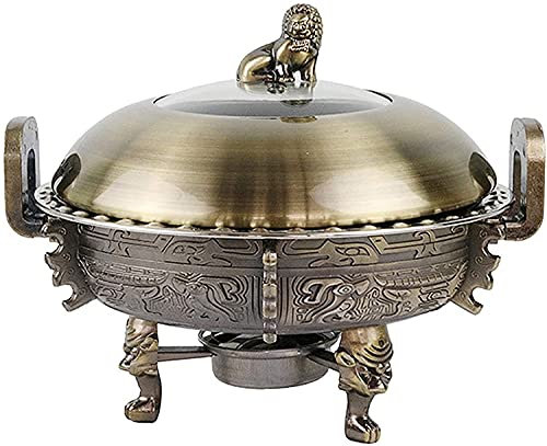OQHAIR Plato Redondo para Frotar, Juego Completo de Calentadores de Chafer de Acero Inoxidable de 3 litros con sartenes para Alimentos, Soporte de Aluminio, Tapa de Olla Visible y Soporte