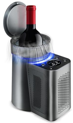 NVYAZJ Enfriador de Vino eléctrico, Enfriador de Botella Individual sin Hielo de 750 ml con Modo Vino y Modo de Bebida fría para Vino Blanco, champán, chispeantes, Enfriador de Vino sin Hielo, Cocina