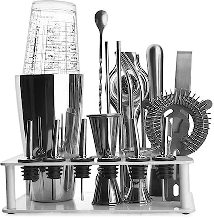 Kit de Coctelería Kit De Barman De Acero Inoxidable Herramientas De Barman Con Soporte Cóctel DIY Coctelera Kit Cocktail Cocktail Set