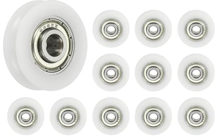 PATIKIL Nylon U-Nutenlager, 12er Pack 6x28x7,5mm U-förmige Nut Doppel-Metall-Rollenrad Abgeschirmte GCr15 Chromstahl Kugellager für Tür Fenster