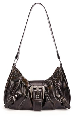 Kleine Punk Umhängetasche für Damen, Y2K Punk Style Hobo Bag Soft PU Leder Handtasche für den täglichen Gebrauch