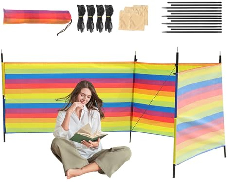 Paravento da spiaggia – frangivento per spiaggia, barriera antivento per riparo, portatile, accessorio da viaggio per vacanze, cortile