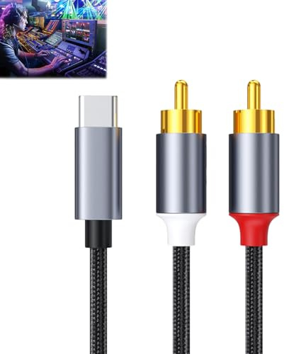 keyxer Câble auxiliaire USB C 2 RCA, Conçu pour la Clio 3, ce câble assure une connexion stable et une transmission de qualité, idéal pour le domicile et le véhicule