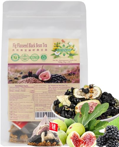SIFANGDA Fig Flaxseed and Black Bean Tea 无花果亚麻籽黑豆茶 100g(5g×20P) Natural Ingredients | Stir-Fried with Traditional Craft | Individual Teabags, Easy to Brew - Ideal for Healthy Living