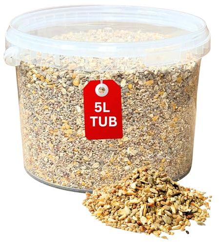 Beewarm Premium Wild Bird Food – No Mess Seeds For Garden Birds – High Energy Wild Food, No Mess Bird Feed For All Species (5l Tub, No Mess Mix Seeds)