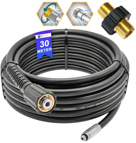 M&M Smartek tuyau canalisation 30 m M22 pour Kränzle, buse rotative | Flexible déboucheur souple pour canalisations et évacuations; contrôler raccord, longueur, buses et pression avant achat.