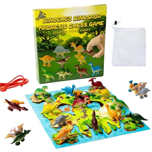 Juego Magnético De Juegos De Mesa Dinosaurio, Juguete De Viaje con Cuerda Y 20 Figuras De Dinosaurios, Juego Imanes Cuerda, Juegos Familiares, para Escuela, Fiesta, Mesa, Viaje Y Entretenimiento