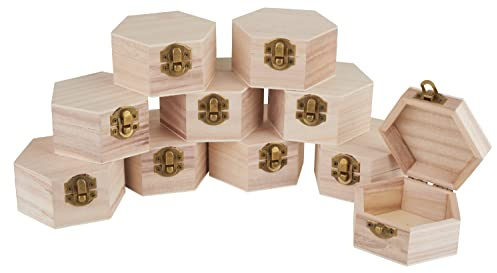 VBS XXL Holzkästchen HEXAGON 10 Stück 10x10x5cm mit Deckel