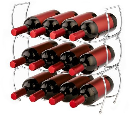 Innoteck Essentials 3 Tier Stackable Wine Rack Countertop Wine Holder Stand for Counter Metal Bottle Storage Table Top Free Standing Holder - Display Shelf for Bar Cabinet