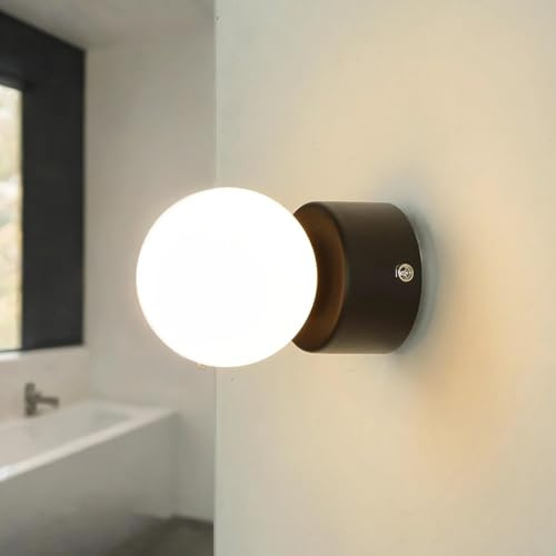 Licht-Erlebnisse Wandlampe rund Glas Schirm IP44 Ø8cm klein elegant G9 Bad Lampe Badezimmerleuchte Kugellampe