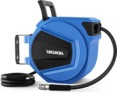 Automatik Druckluftschlauch Trommel 15 m + 1.5m, Schlauchaufroller Schlauchtrommel für Druckuft, Wand Druckluftschlauch Aufroller, 20 bar Max, Φ9,5mm, 1/4 Zoll Anschluss, Automtischer Langsamer Einzug