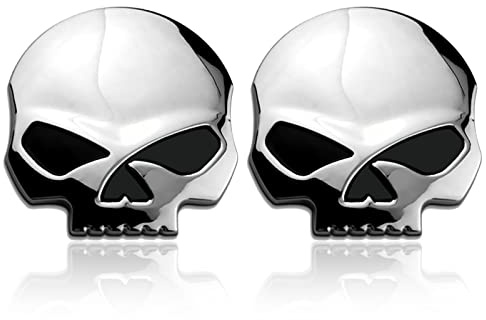 3D Metallschädel Autoaufkleber 2Stück, Auto & Motorrad Aufkleber Schädel Emblem Aufkleber Auto Styling Zubehör Abziehbilder (7 * 6.8cm)