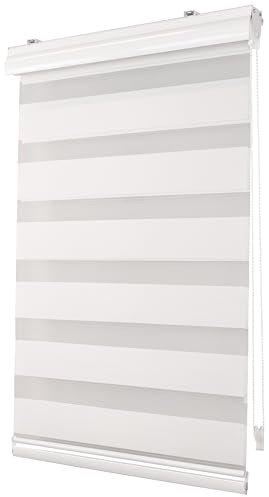 Deco4Me Premium Klemmfix Doppelrollo mit Kassette (Weiß, 60 x 150 cm) - lichtdurchlässig & Blickdicht - Duo Vario Rollo für Fenster ohne Bohren (Stoffbreite 56 cm)