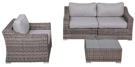 Living Source International 4 Piece Wicker/Rattan Sofa Seating Group in Gray