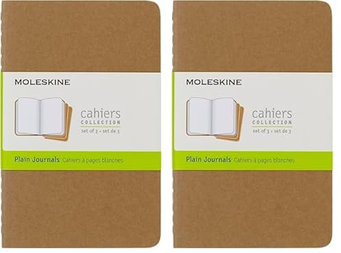 Moleskine Cahier Journal - Set 3 Quaderni con Pagina Bianca, Pocket, Marrone (Kraft Brown) (Confezione da 2)