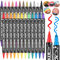 Maqhpu Pennarelli Acrilici, 24 Colori Pennarelli Doppia Punta 1-5mm Punta Fine Tonda, Pennarelli Acrilici per Dipingere Sassi, Uova di Pasqua, Pietra, Vetro, Legno, Ceramica, Lavoretti Bambini