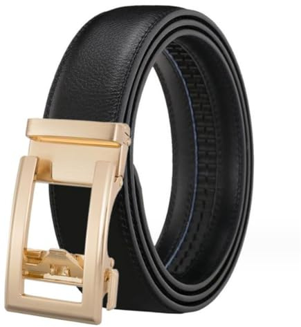 Yorggvel Herren Gürtel Echt Leder,Männer Freizeit Gürtel mit Ratsche Legierung Automatische Schnalle in Gold,Breite 3.5CM,Mehrfarbig