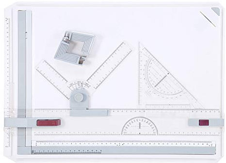 TOPINCN A3-Zeichenbrett-Zeichentisch, Multifunktionale A3-Zeichenbrett-Tischunterlage mit Parallelbewegungs- und Winkellinealen, Stationäres Messsystem für Architekturzeichnungen in der