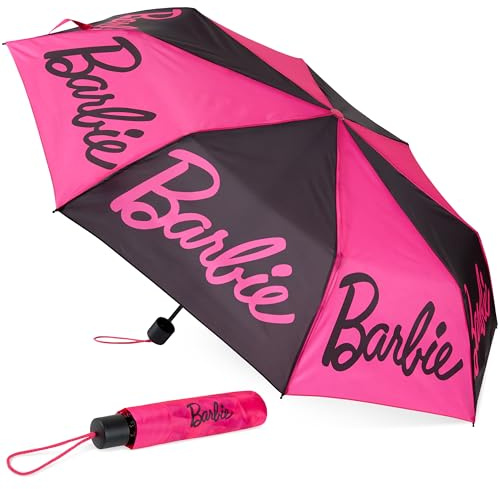 Barbie Regenschirm Damen, Mädchen & Teenager, Taschenschirm, Geschenke für Frauen & Kinder