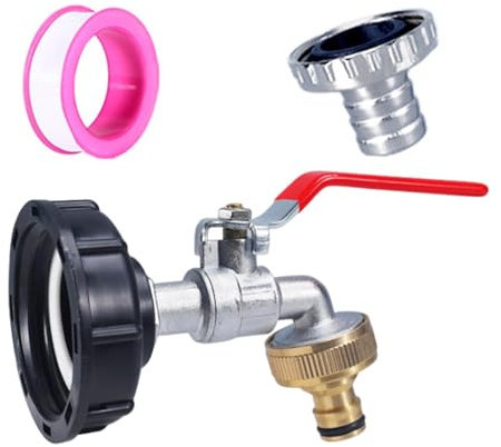 HunicandIU Robinet d'eau d'extérieur - Kit de tonneau de pluie - Raccords de tuyau de robinet - Bouchon en laiton anti-fuite avec bande d'étanchéité - Bouchon de tonneau de pluie - Connecteur rapide