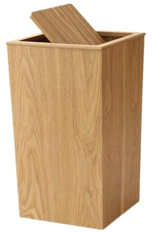 Sharplace Papelera Nórdica con Tapa, Papelera de Basura, Uso Versátil, Contenedor de Basura, Papelera de Reciclaje para Hotel, Casa, Granja, Cocina, Madera Clara, Individual