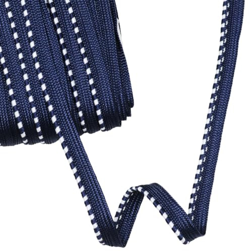 Yalulu 20 Yards Piping Cord for Sewing, 10mm Wide Upholstery Ribbon Cord Flanged Trim Cushion Piping Braid Ribbon for Dress Costume, Home Textile Decoration (Navy Blue)