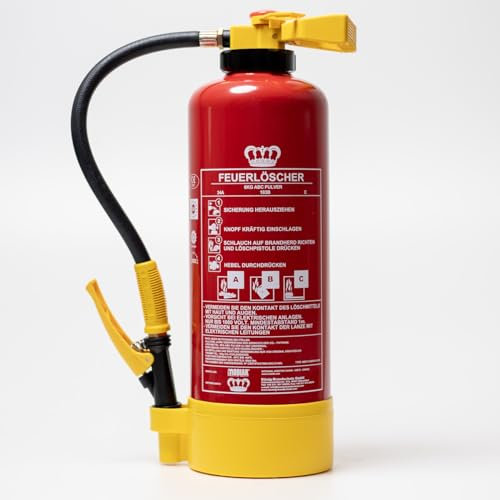 König 6 L Pulverlöscher Auflade 10 LE DIN EN3 CE mit Wandhalterung und Instandhaltungsnachweis für 2 Jahre