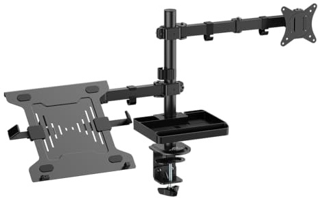 AD ADVANCE - XTENDMOUNTS Flex, Support Ecran PC de 17 à 32, Plateau Ordinateur Portable, Compatible VESA 75x75/100x100, Hauteur & Inclinaison Ajustable, Tablette Rangement & Support Smartphone