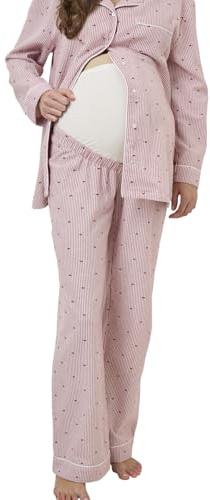 Vertbaudet Flanell-Schlafanzug für Schwangerschaft und Stillzeit Oeko-Tex rosa nude 38