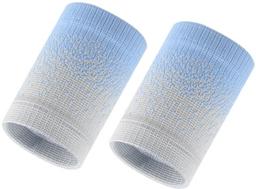 2 Pezzi Polsino Sportivo, Unisex Assorbente Fasce da Polso Cotone Elastico Portafoglio da Polso Sport Braccialetto per Sport Palestra Running Fitness Weightlifting Tennis Ginnastica (Blu Grigio)