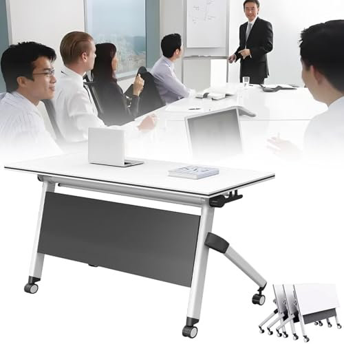 Baodiale Konferenztisch Klappbare Besprechungstische, mobiler Flip-Top-Trainingstisch mit leisen Rädern für den Konferenzraum im Büro