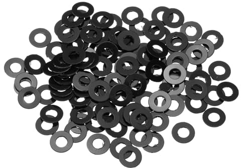 sourcing map 120 rondelle piatte in nylon M2, diametro interno 2,5 mm, diametro esterno 5 mm, spessore 0,3 mm, distanziatori in plastica per viti, bulloni, riparazione idraulica del rubinetto del