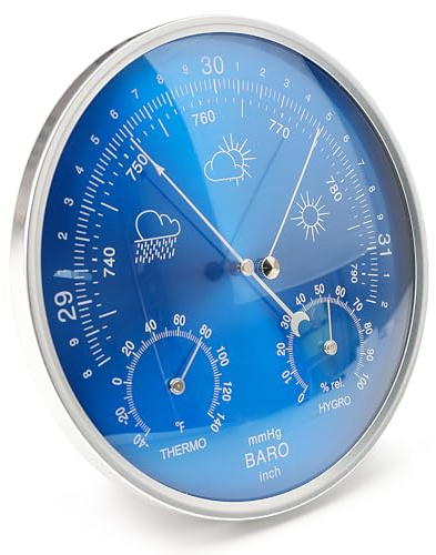 3 in 1 Barometer Thermometer Hygrometer Wall Hanging, Barometer Weather Station for Home Fishing Office Garden Outdoor Indoor