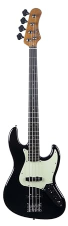 EKO GUITARS – JB-300 E-Bass, Korpus aus Pappel, Ahornhals, Griffbrett aus Lorbeer, 2 Single-Coil Pickups, Vintage-Brücke, 21 Bünde, Mensur 868 mm, Farbe Schwarz