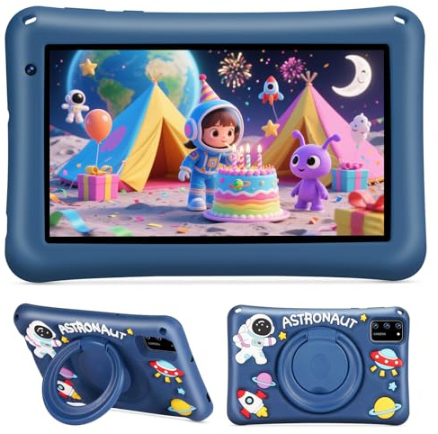 BRILLAR Tablet Bambini 7 Pollici,Android 13 Tableta,8(4+4) GB RAM, 64GB ROM(TF card 256 GB),Octa-Core,Controllo Parentale,WiFi,Tablet per Bambini con Custodia(Blu)