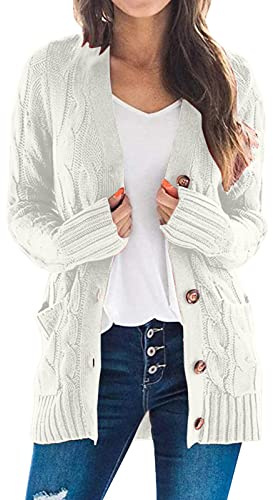 Cardigan Lungo Donna Cardigan Invernale Firmato, Maniche Lunghe Elegante Cappotto a Maglia Casual con Bottoni E Tasche Cardigan Donna Cotone Golfini Donna Primaverili per Spolverino