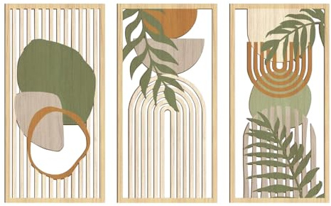 DONGKER Decorazioni Murali Legno, Decorazione Parete Bohémien, Arte Murale Minimalista Moderna Boho per Soggiorno, Camera da Letto, Ufficio in Stile Fattoria